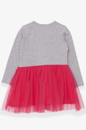 Breeze Kız Çocuk Uzun Kollu Elbise Pullu Yazı Baskılı 1.5-5 Yaş, Gri Melanj