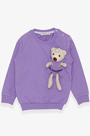 Breeze Kız Çocuk Sweatshirt Ayıcık Aksesuarlı 1.5-5 Yaş, Eflatun