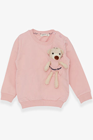 Breeze Kız Çocuk Sweatshirt Ayıcık Aksesuarlı 1.5-5 Yaş, Pudra