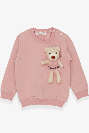Breeze Kız Çocuk Sweatshirt Ayıcık Aksesuarlı 1.5-5 Yaş, Somon