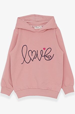 Breeze KIz Çocuk Sweatshirt Nakışlı Yazı Baskılı 2-6 Yaş, Somon