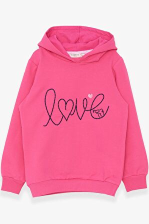 Breeze KIz Çocuk Sweatshirt Nakışlı Yazı Baskılı 2-6 Yaş, Pembe