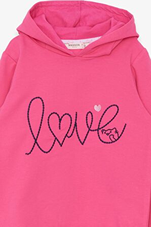 Breeze KIz Çocuk Sweatshirt Nakışlı Yazı Baskılı 2-6 Yaş, Pembe