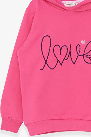 Breeze KIz Çocuk Sweatshirt Nakışlı Yazı Baskılı 2-6 Yaş, Pembe