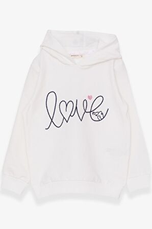 Breeze KIz Çocuk Sweatshirt Nakışlı Yazı Baskılı 2-6 Yaş, Ekru