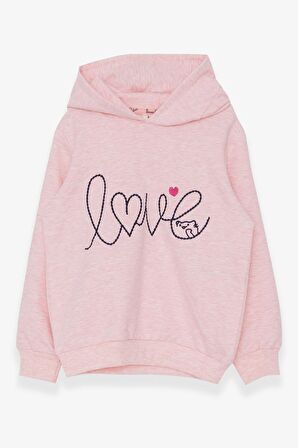 Breeze KIz Çocuk Sweatshirt Nakışlı Yazı Baskılı 2-6 Yaş, Somon Melanj