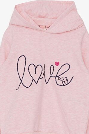 Breeze KIz Çocuk Sweatshirt Nakışlı Yazı Baskılı 2-6 Yaş, Somon Melanj