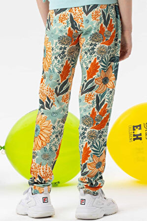 Breeze Kız Çocuk Tayt Pantolon Fiyonklu Çiçekli 6-12 Yaş, Karışık Renk