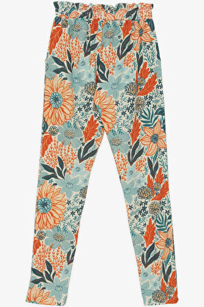 Breeze Kız Çocuk Tayt Pantolon Fiyonklu Çiçekli 6-12 Yaş, Karışık Renk