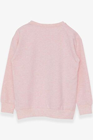 Breeze Kız Çocuk Sweatshirt Yazı Baskılı Yırtmaçlı 9-14 Yaş, Somon Melanj