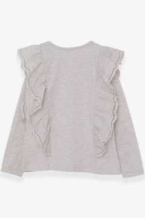 Breeze Kız Çocuk Bluz Güpürlü 5-10 Yaş, Bej Melanj