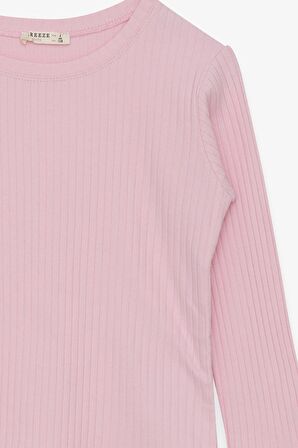 Breeze Kız Çocuk Uzun Kollu Bluz Yanları Büzgülü 8-14 Yaş, Pudra