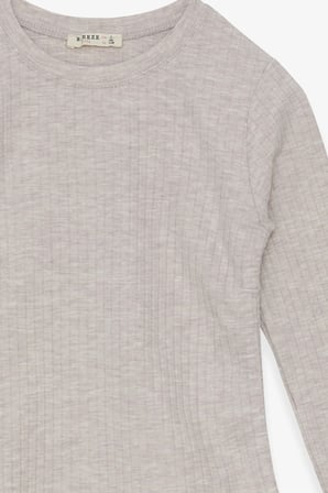 Breeze Kız Çocuk Uzun Kollu Bluz Yanları Büzgülü 8-14 Yaş, Bej Melanj