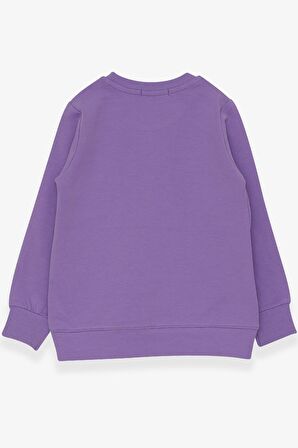 Breeze Kız Çocuk Sweatshirt Pullu Kız Baskılı 3-8 Yaş, Lila