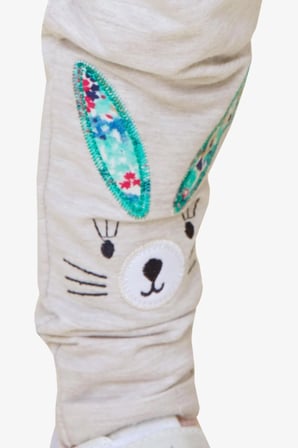 Breeze Kız Bebek Tayt Pantolon Tavşan Nakışlı 9 Ay-3 Yaş, Bej Melanj