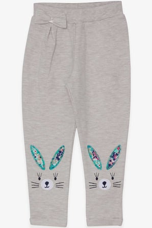Breeze Kız Bebek Tayt Pantolon Tavşan Nakışlı 9 Ay-3 Yaş, Bej Melanj