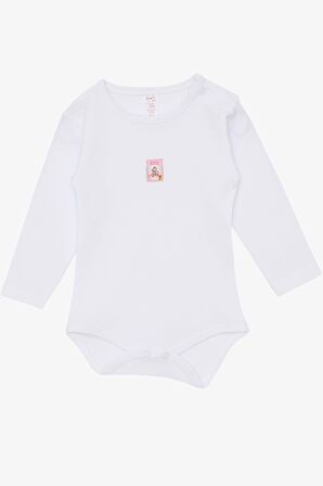 Breeze Kız Bebek Çıtçıtlı Body Bebek Baskılı 9 Ay-3 Yaş, Beyaz