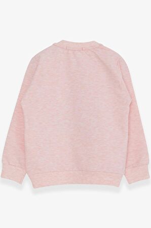Breeze Kız Çocuk Sweatshirt Sevimli Kız Baskılı 1.5-5 Yaş, Somon Melanj