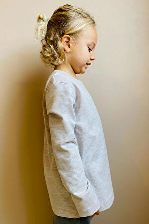 Breeze Erkek Çocuk Uzun Kollu Tişört Cepli 4-8 Yaş, Bej Melanj