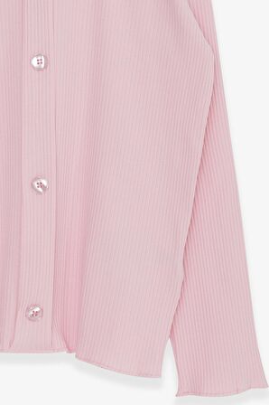 Breeze Kız Çocuk Uzun Kollu Tişört Düğme Aksesuarlı 8-14 Yaş, Pudra