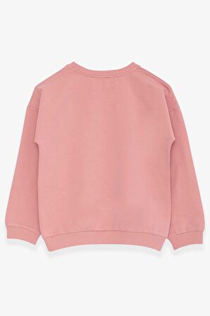 Breeze Kız Çocuk Sweatshirt Pullu Yazı Baskılı 4-8 Yaş, Gülkurusu
