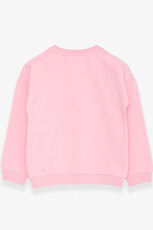 Breeze Kız Çocuk Sweatshirt Pullu Yazı Baskılı 4-8 Yaş, Pudra