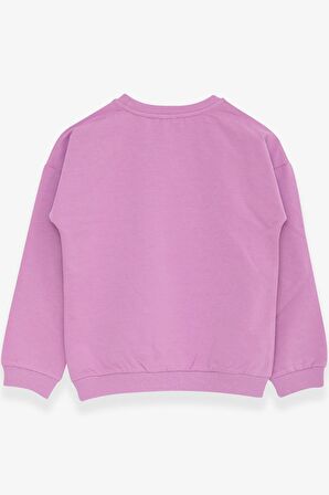 Breeze Kız Çocuk Sweatshirt Pullu Yazı Baskılı 4-8 Yaş, Lila