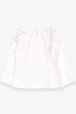 Breeze Kız Çocuk Uzun Kollu Tişört Güpürlü Fırfırlı 3-8 Yaş, Ekru