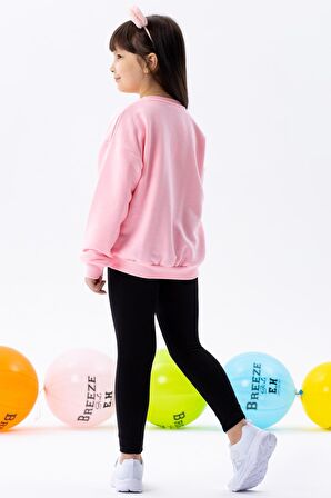 Breeze Kız Çocuk Sweatshirt Yazı Baskılı 9-14 Yaş, Neon Pembe