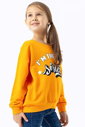 Breeze Kız Çocuk Sweatshirt Yazı Baskılı 9-14 Yaş, Turuncu