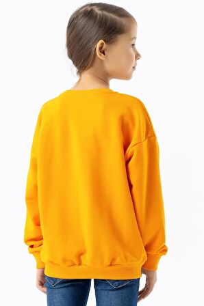 Breeze Kız Çocuk Sweatshirt Yazı Baskılı 9-14 Yaş, Turuncu