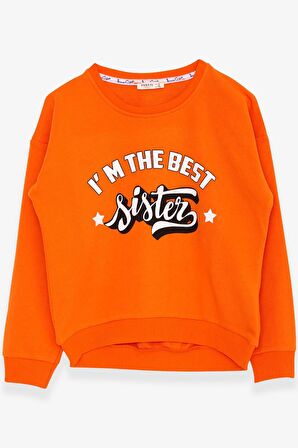 Breeze Kız Çocuk Sweatshirt Yazı Baskılı 9-14 Yaş, Turuncu