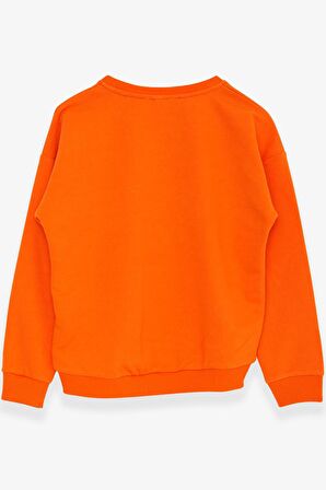 Breeze Kız Çocuk Sweatshirt Yazı Baskılı 9-14 Yaş, Turuncu