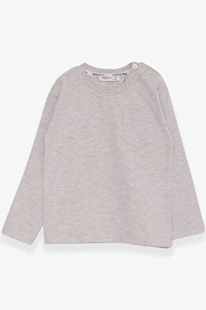 Breeze Erkek Bebek Uzun Kollu Tişört Cepli 9 Ay-3 Yaş, Bej Melanj