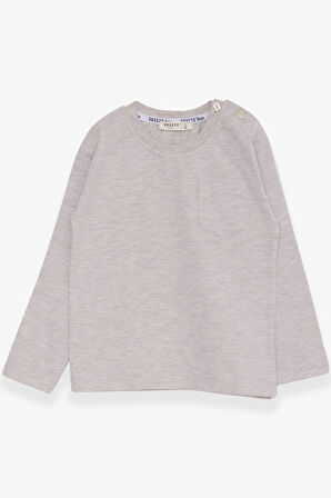 Breeze Erkek Bebek Uzun Kollu Tişört Cepli 9 Ay-3 Yaş, Bej Melanj