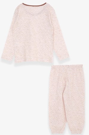 Breeze Kız Bebek Pijama Takımı Desenli 9 Ay-3 Yaş, Bej Melanj