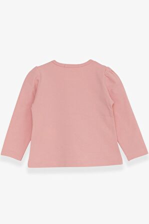 Breeze Kız Bebek Uzun Kollu Tişört Kedicik Baskılı 9 Ay-3 Yaş, Somon