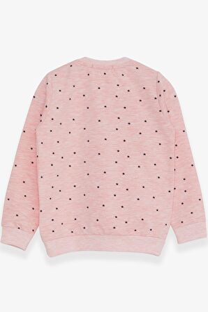 Breeze Kız Çocuk Sweatshirt Simli Kalp Baskılı 2-6 Yaş, Somon Melanj