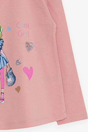 Breeze Kız Çocuk Uzun Kollu Tişört Havalı Kız Baskılı 1.5-5 Yaş, Somon