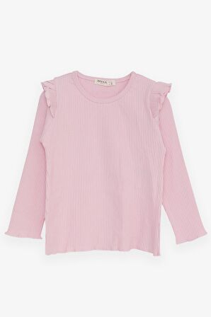 Breeze Kız Çocuk Uzun Kollu Bluz Omuzu Fırfır Detaylı 2-6 Yaş, Pudra