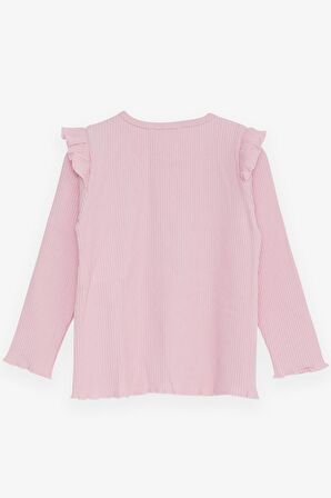 Breeze Kız Çocuk Uzun Kollu Bluz Omuzu Fırfır Detaylı 2-6 Yaş, Pudra