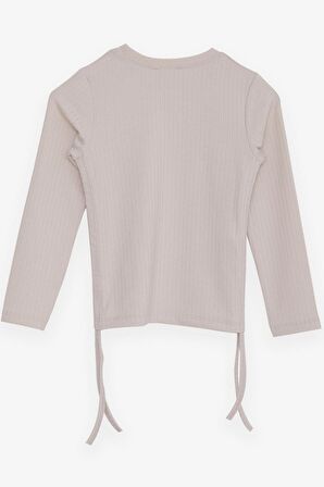 Breeze Kız Çocuk Uzun Kollu Tişört Yanları Büzgülü 8-14 Yaş, Bej