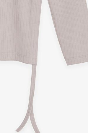 Breeze Kız Çocuk Uzun Kollu Tişört Yanları Büzgülü 8-14 Yaş, Bej