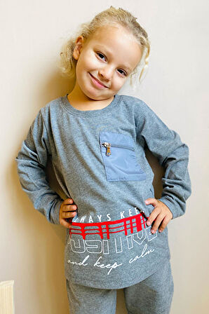 Breeze Erkek Çocuk Uzun Kollu Tişört Cepli Fermuarlı 5-10 Yaş, Koyu Gri Melanj