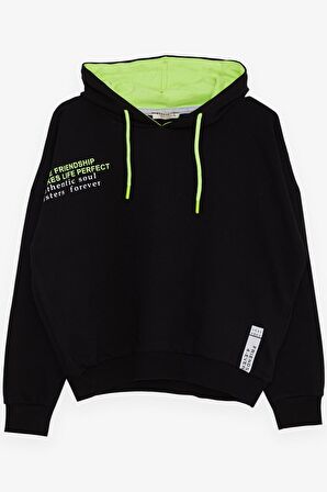 Breeze Kız Çocuk Sweatshirt Yazı Baskılı 9-14 Yaş, Siyah