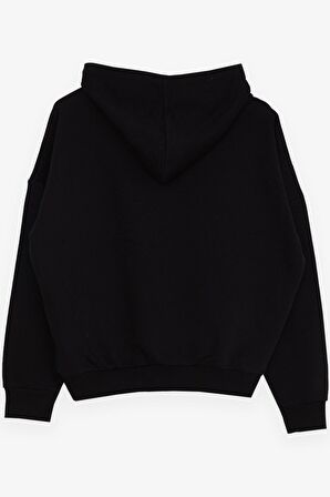 Breeze Kız Çocuk Sweatshirt Yazı Baskılı 9-14 Yaş, Siyah