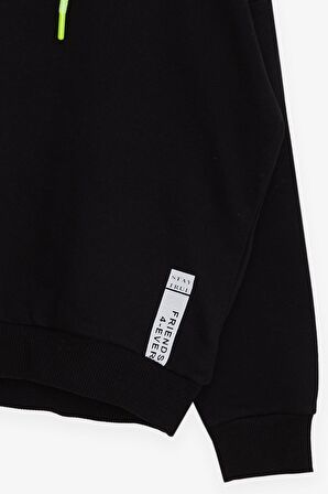 Breeze Kız Çocuk Sweatshirt Yazı Baskılı 9-14 Yaş, Siyah