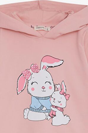 Breeze Kız Çocuk Sweatshirt Tavşancık Baskılı 1.5-5 Yaş, Pembe