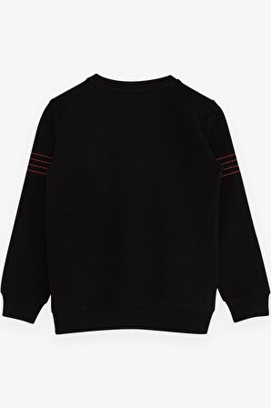 Breeze Erkek Çocuk Sweatshirt Yazı Baskılı 7-12 Yaş, Siyah