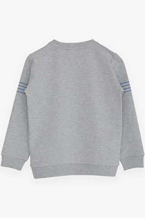 Breeze Erkek Çocuk Sweatshirt Yazı Baskılı 7-12 Yaş, Açık Gri Melanj